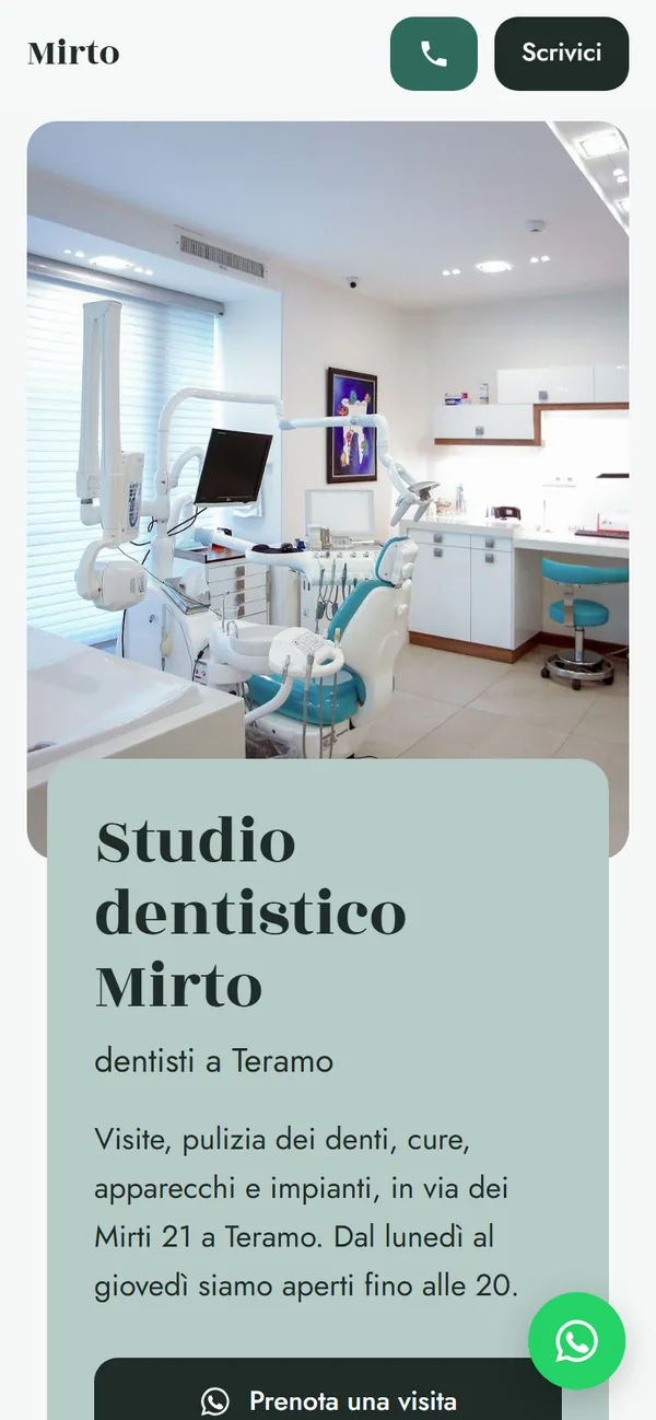 L'esempio di uno studio dentistico in stile Schede, visto dal telefono